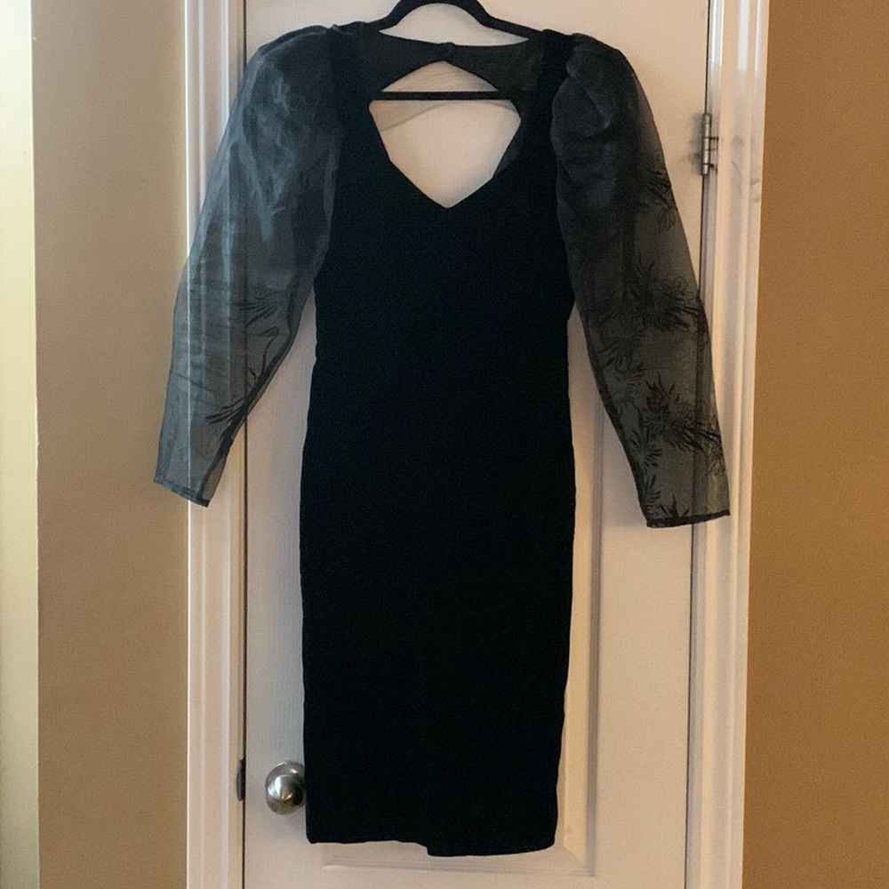 Vintage dress black velvet and lace